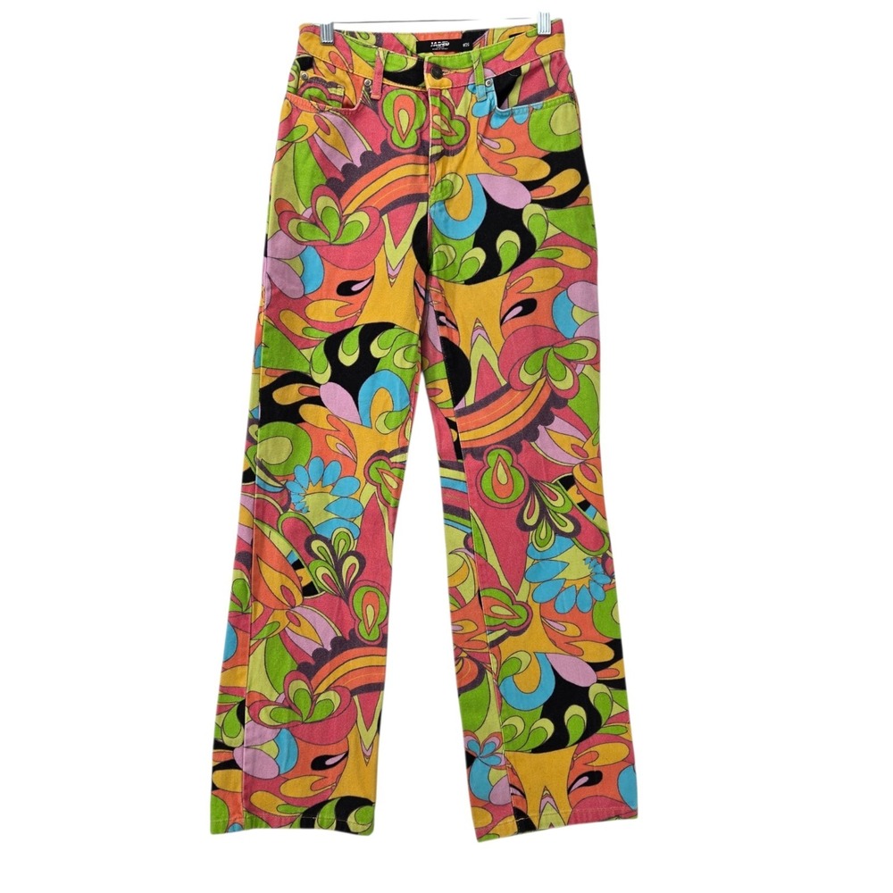 Jaded London Psychedelic Jeans Women 26 Streetwear Retro  Grunge Y2K Boho Festiv